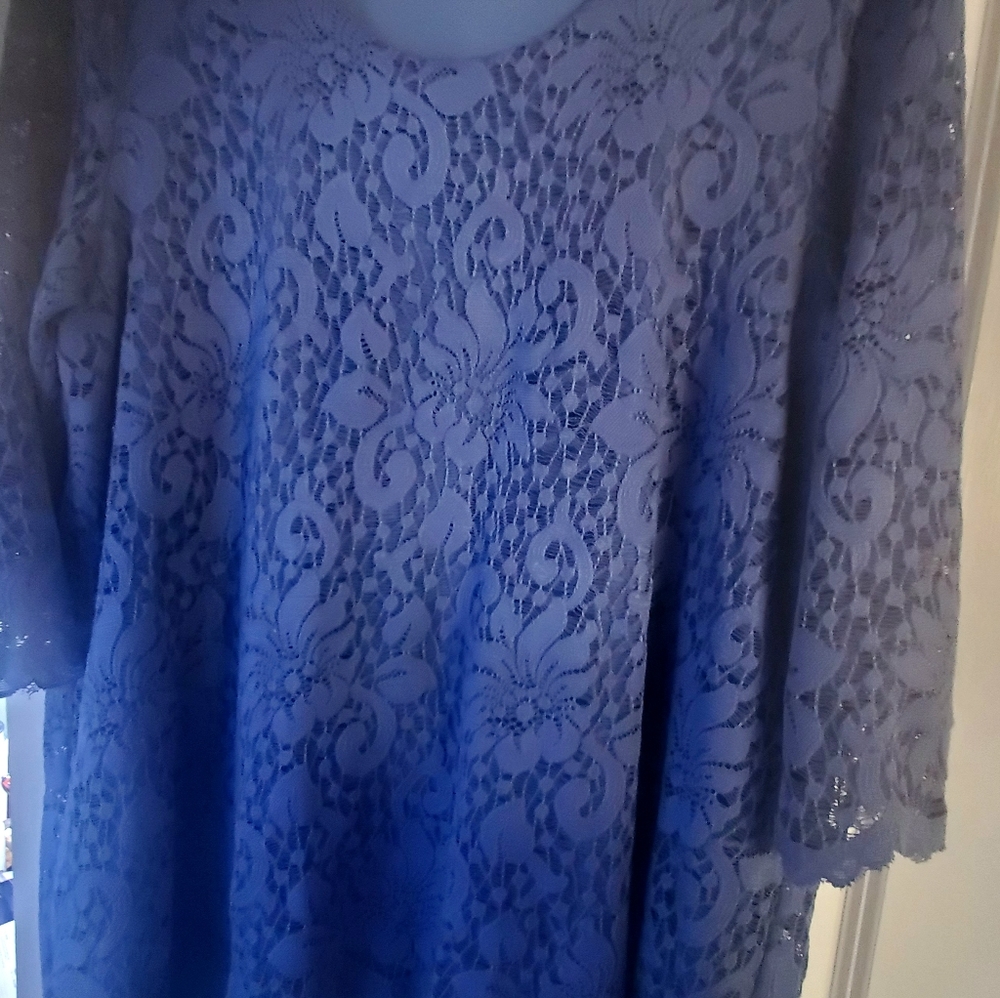 Blue lace over blue jersey